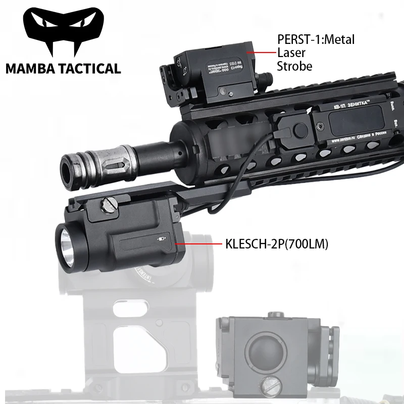 

WADSN Tactical Zenitc Metal PERST-1 Red/Green/Blue Laser KLESCH-2P Mounted Light 700LM LED Flashlight Hunting Aiming Lighting