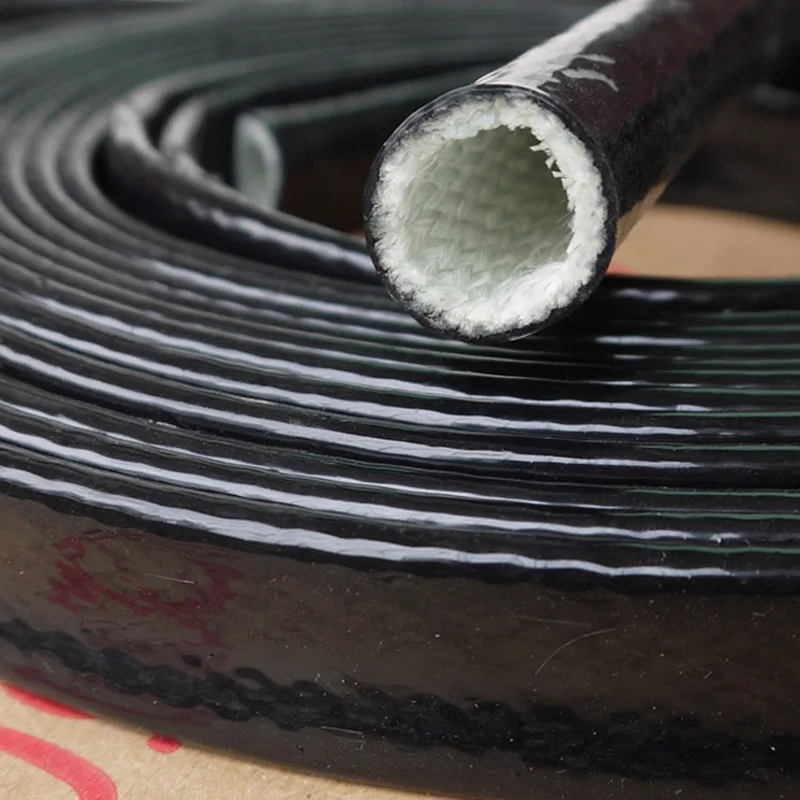 Tubo De Fibra De Vidro Resistente A Alta Temperatura, Resina De Silicone Revestida, Manga Trançada À Prova De Fogo, Carcaça Retardante, Preto, 1m, 4-100mm