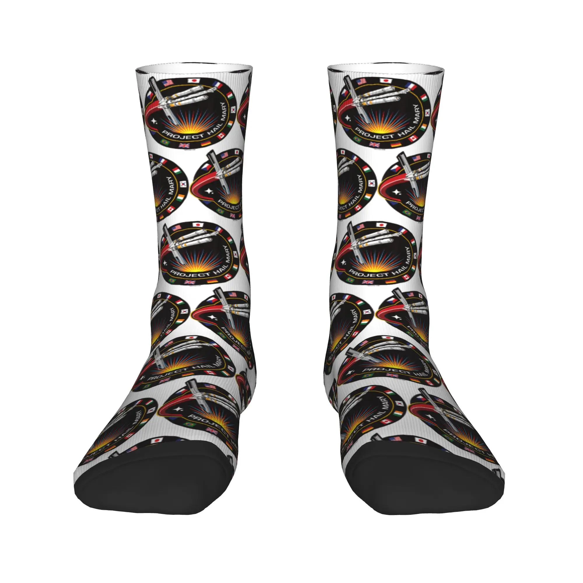 Project Hail Mary Spaceship Mission Badge Poster Socks Printed Stockings Non Slip Men Socks Medium Autumn Fashion Cycling Socks