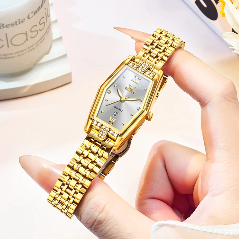 

OLEVS женские часы золотисто-белые стальные роскошные женские водонепроницаемые наручные часы оригинальные кварцевые часы для женщин новые