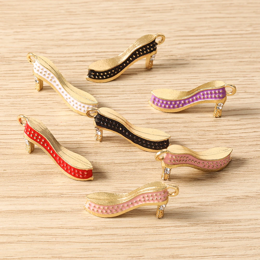 Tusember 10 Stück Niedliche Kristall-Lippen Handtaschen-Schuh-High-Heel-Anhänger für Halsketten Ohrringe Armbänder Bastelbedarf – Detail 27