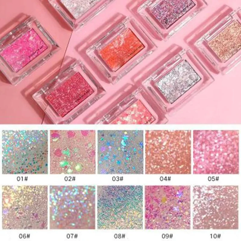 Disco de sombra de ojos portátil de un solo Color, paleta de sombras de ojos de brillo de moda, coloridas y brillantes, herramientas de maquillaje de belleza