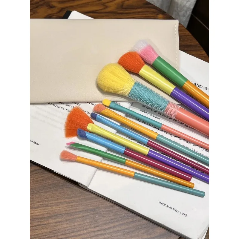 H series10 Sets Rainbow Makeup Brush Loose Powder Blush Contour Highlight Eyeshadow Nose Shadow Eyeliner Concealer Eyebrow Brush