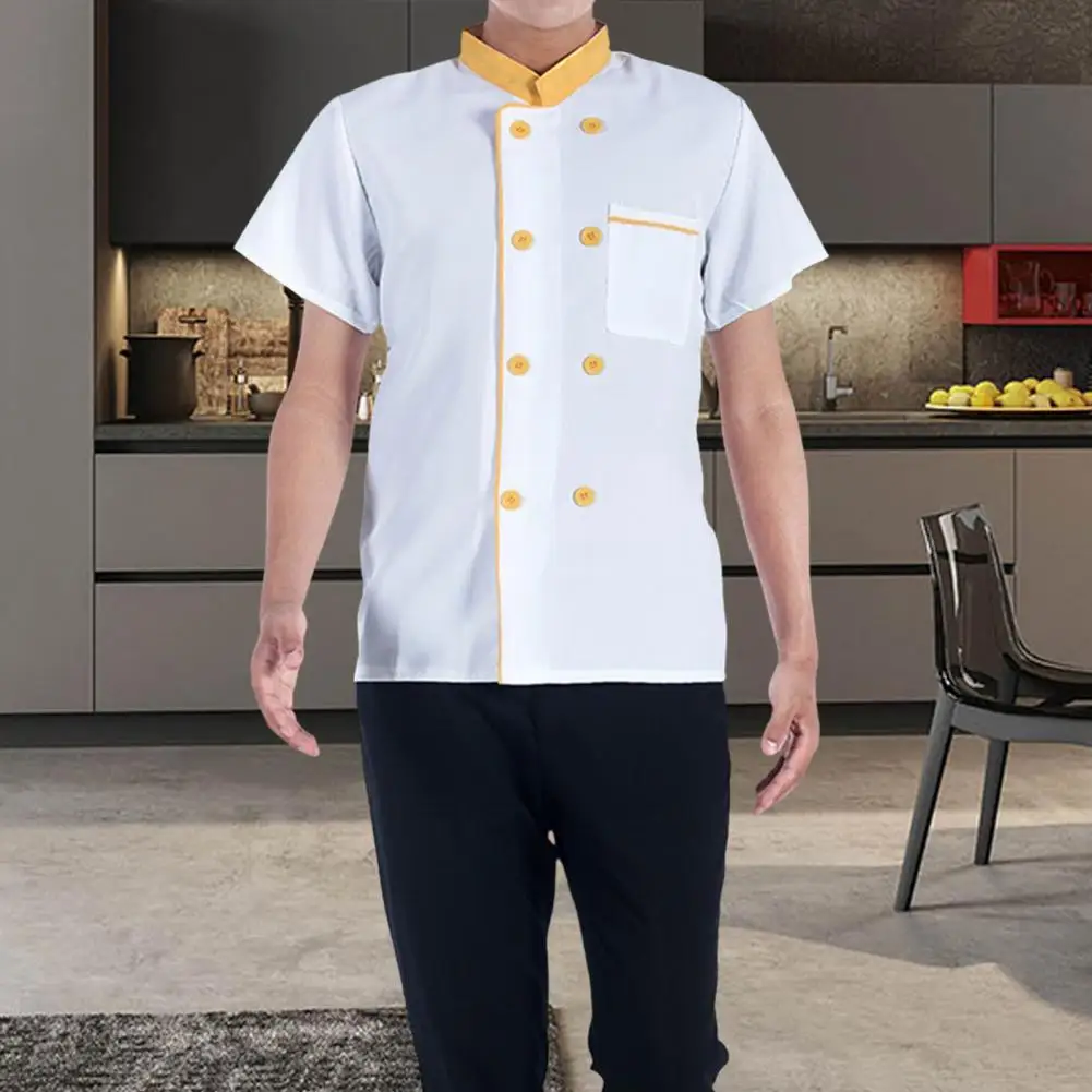 Camisa de trabajo con cuello levantado de Color de contraste superior de Chef, Catering, ropa de Chef