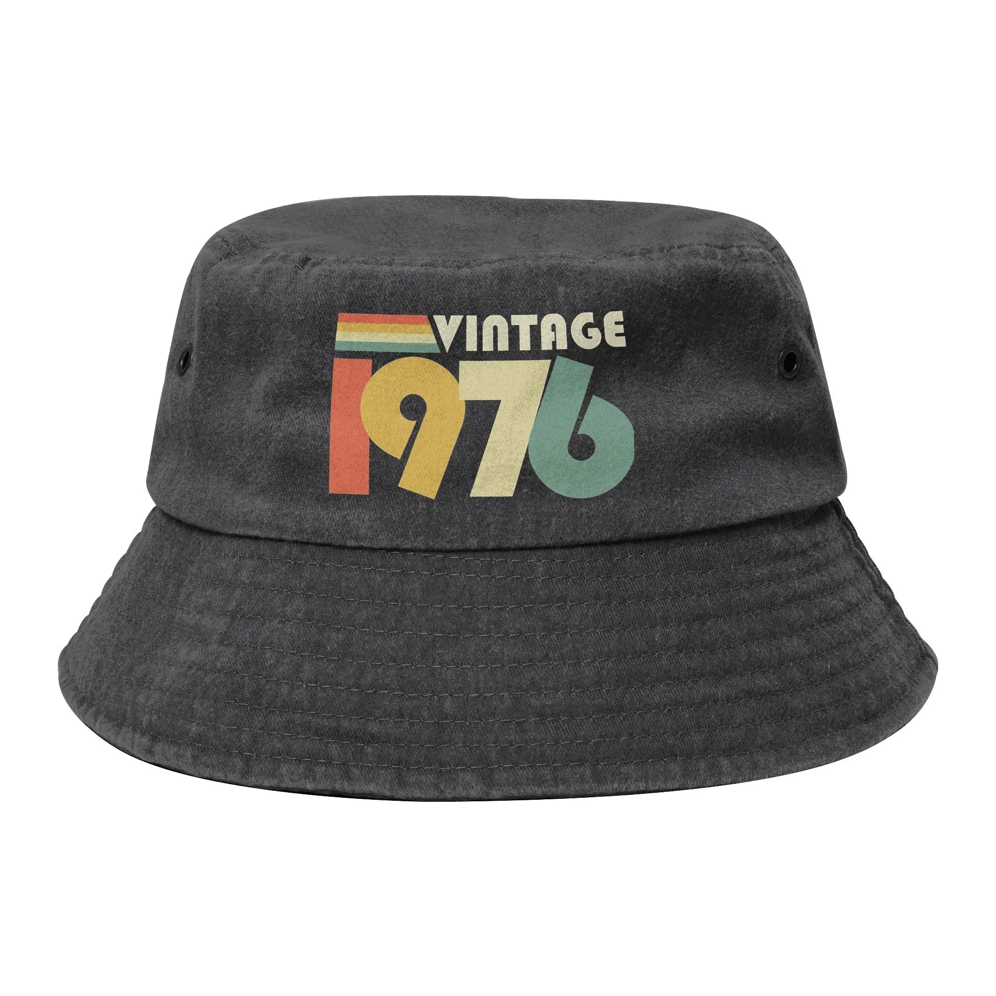 Vintage 1976 50th Birthday Gift Bucket Hat for Men Women Vocation 50 Years Old Floppy Hat for Outdoor Fishing Cap Bob Hat
