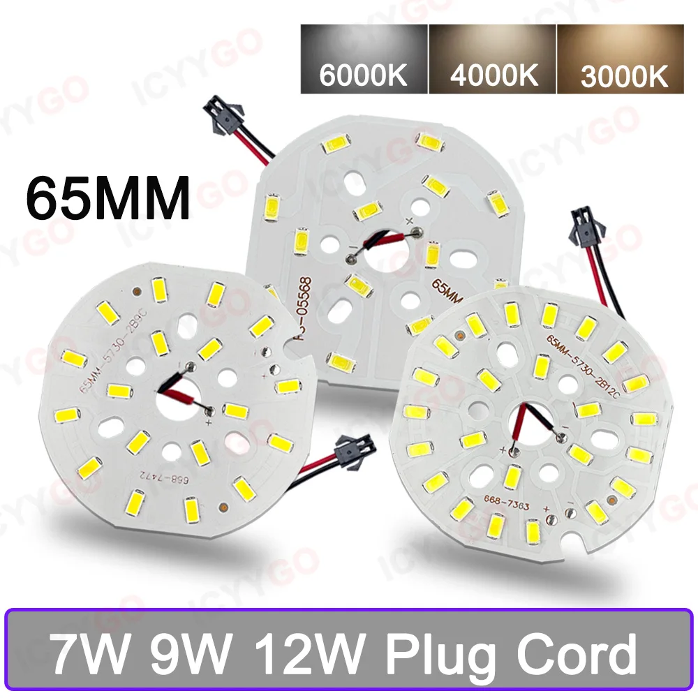 Imagem -03 - Diodo Emissor de Led Smd 7w 9w 12w 5730 2123v 27-29v 3639v Painel de Lâmpada de Destaque Placa de Luz Branca Quente 65 mm