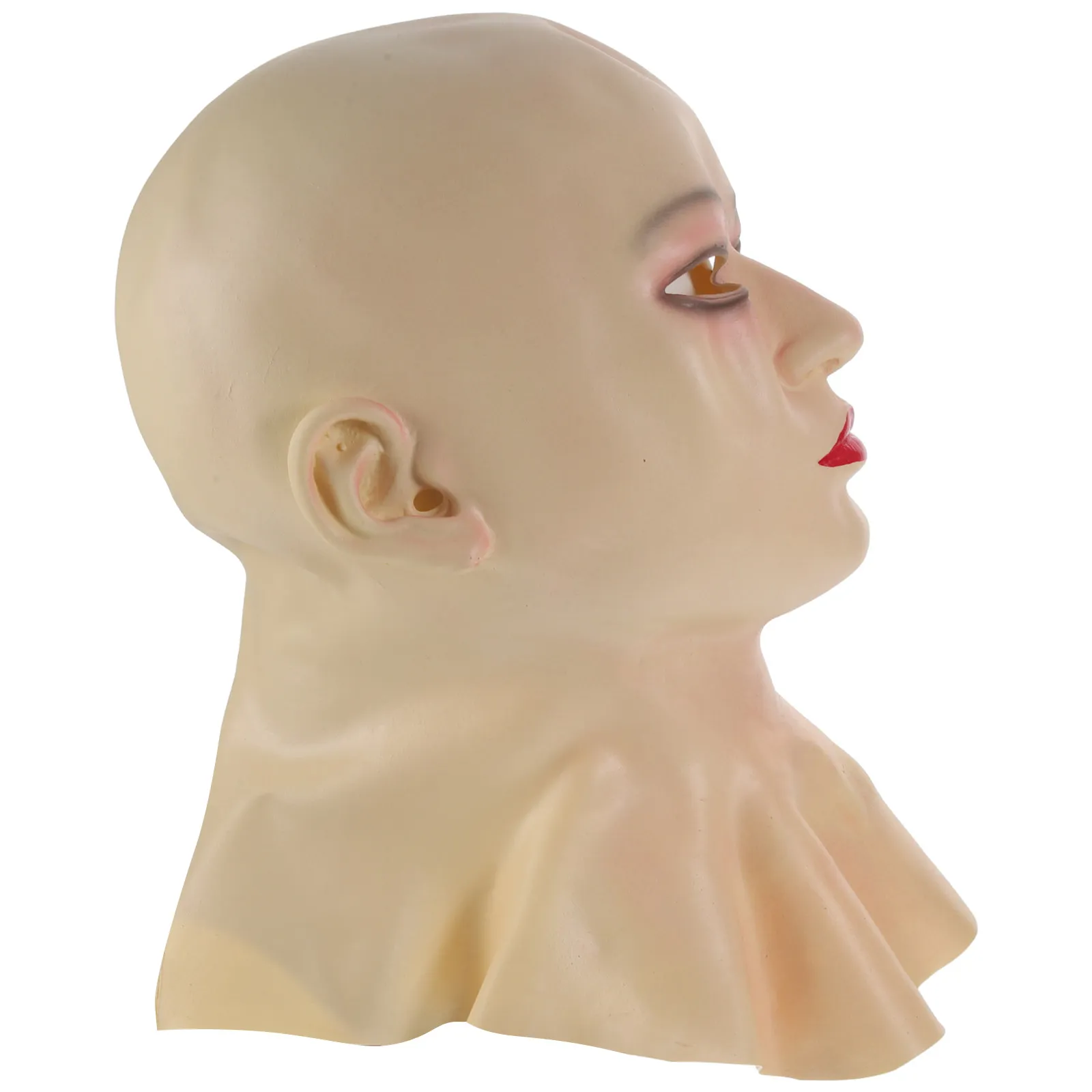 

Latex Bald Female Mask Realistic Hairless Head Cover Smooth Stretchable Tear-Resistant Fit for Halloween Carnival Cosplay