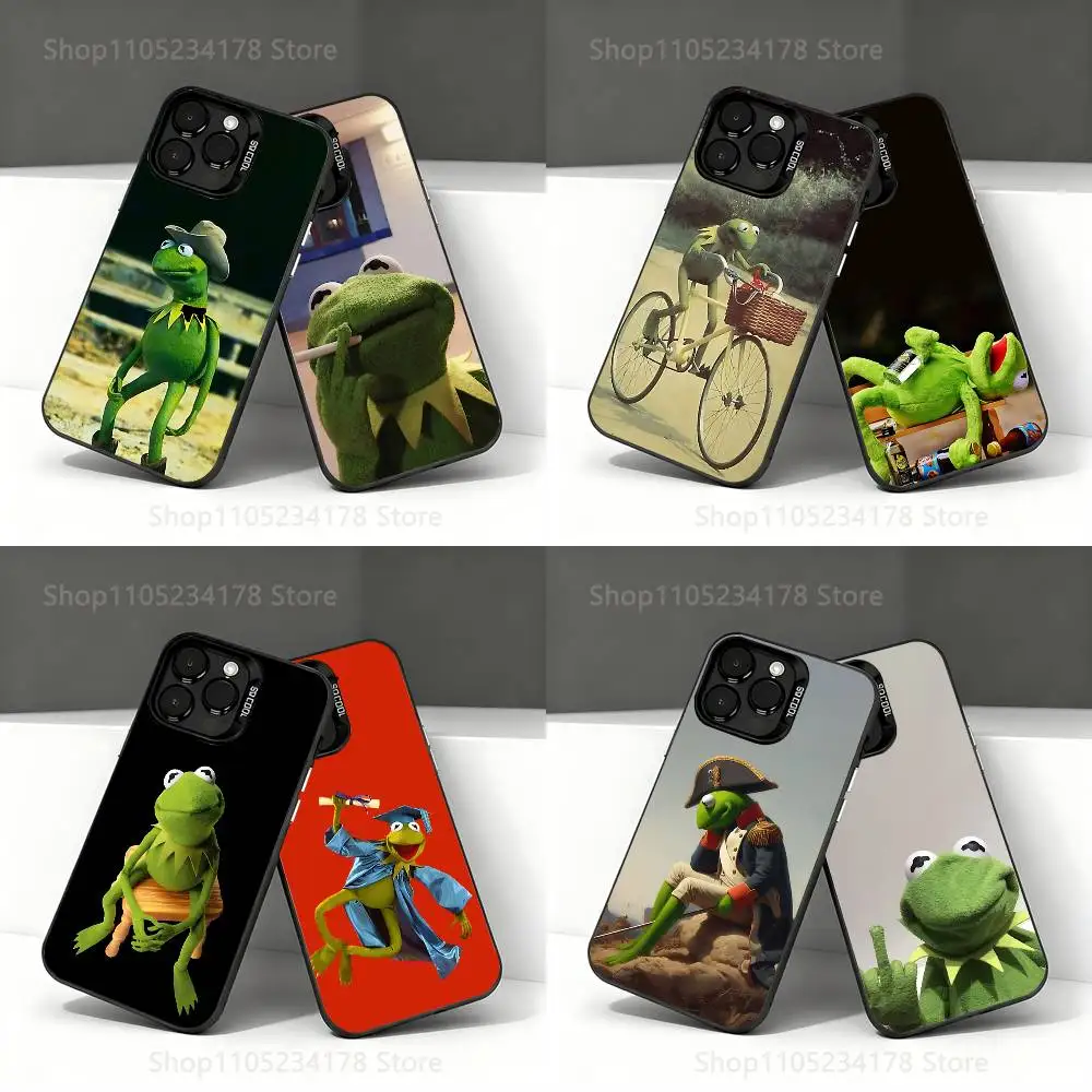 

K-Kermit the frog Phone Case For iPhone 17,16,15,14,13,12,11,Pro,XS,Max,Plus,Mini,SE4,E Black Matte Shockproof Cover