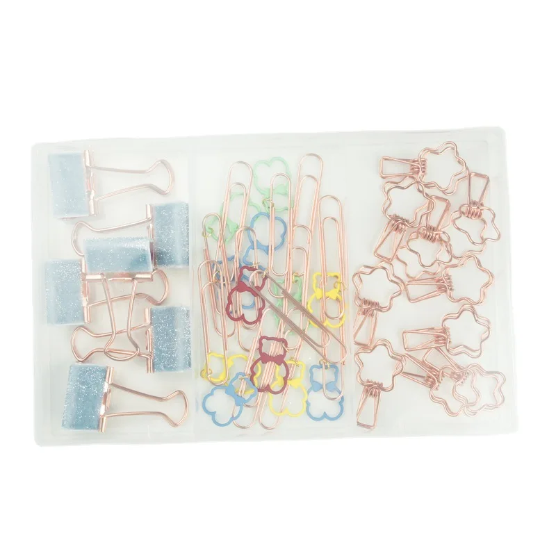 Long Tail Clip Paper Clip Rose Gold Boxed Office Small Fresh Multifunctional Stationery Set Cute Paper Clips