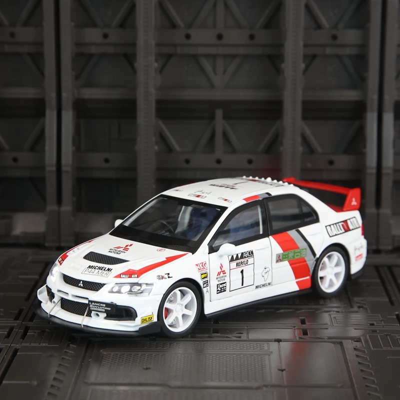 

1:32 Mitsubishi EVO 9-го поколения, модель легкосплавного автомобиля, раллийный гоночный автомобиль, звуковое и световое рулевое управление, детская игрушечная машинка
