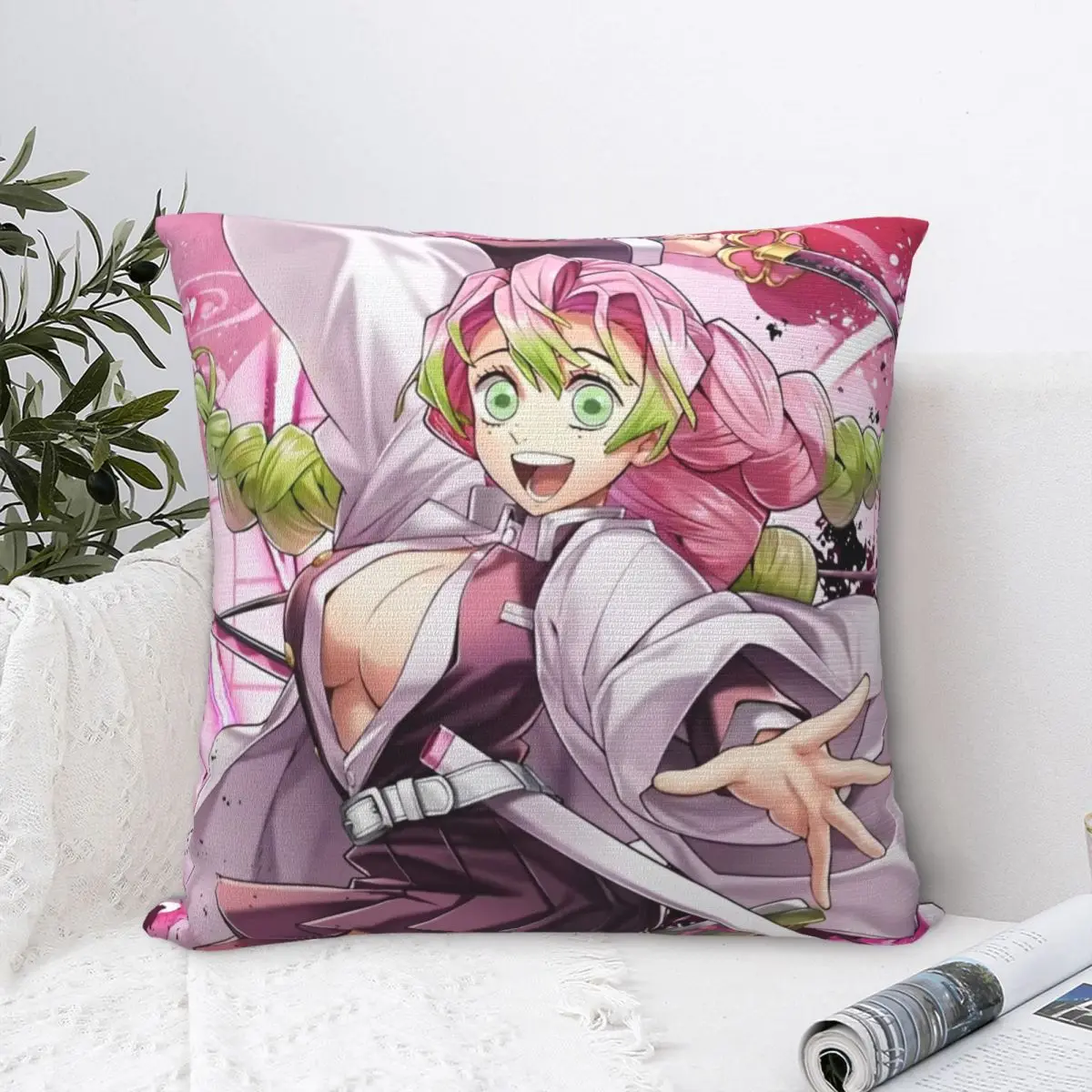 Love Hashira Mitsuri Kanroji Pillowcase Polyester Cushion Cover Decor Demon Slayer Throw Pillow Case Cover Home Drop Shipping