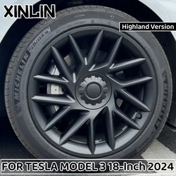 4PCS 18-Inch Wheel Cover For Tesla Model 3 Highland 2024 Hub Caps Performance Replacement Wheel Cap Full Rim Cover Accessories
