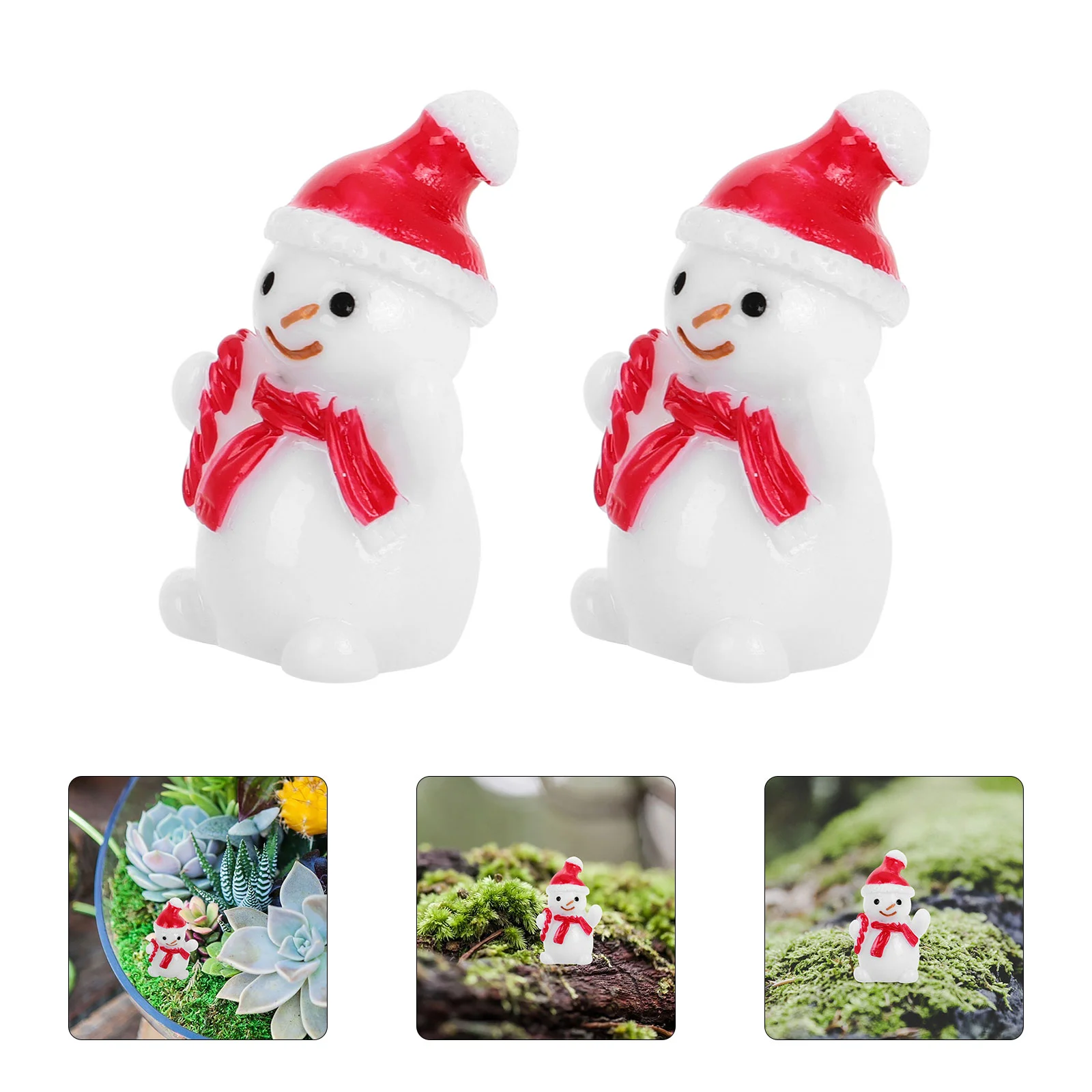 10 Pcs Mini Snowman Outdoor Christmas Decor DIY Decoration Micro Landscape Adornment Resin Craft Ornaments Miniature Child