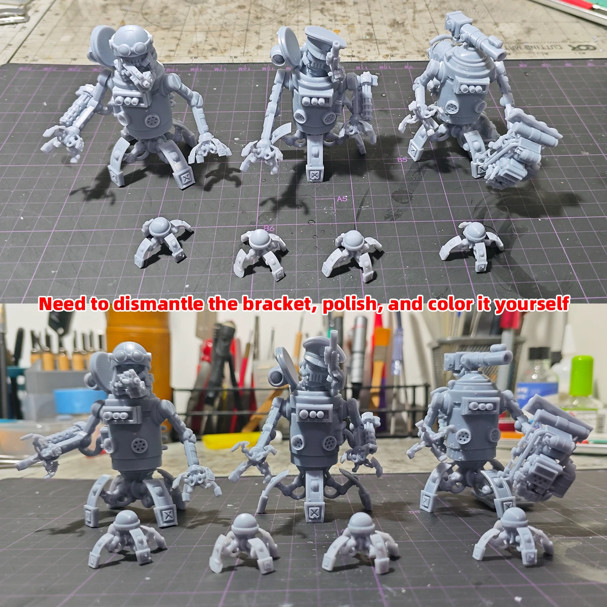 Q-Version Modellbausatz 3D-Harz Miniatur-Soldatenfiguren Diorama Unbemalte Sci-Fi-Cartoon-Pilotierte Mecha-Drohne DIY – Detail 7