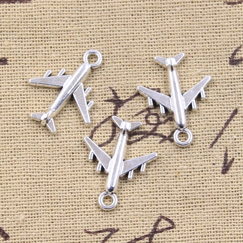 20pcs Charms Airplane Plane 21x17mm Antique Silver Color Pendants DIY Crafts Making Findings Handmade Tibetan Jewelry