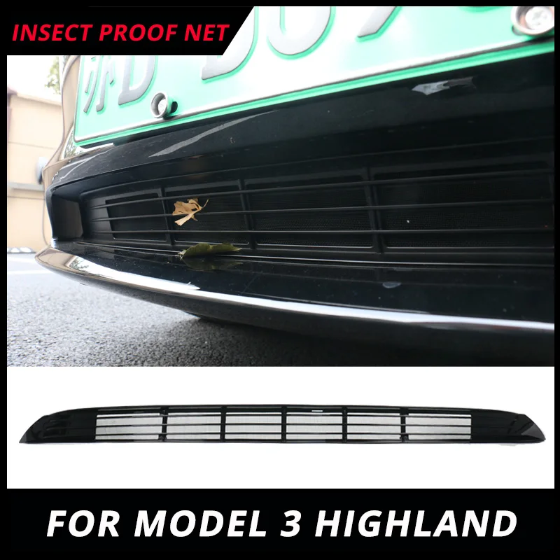 For Tesla Model 3 Highland Car Lower Bumper Insect Net Anti Dust Garbage Proof Inner Grill Cover Decoration Net Accessories 2024