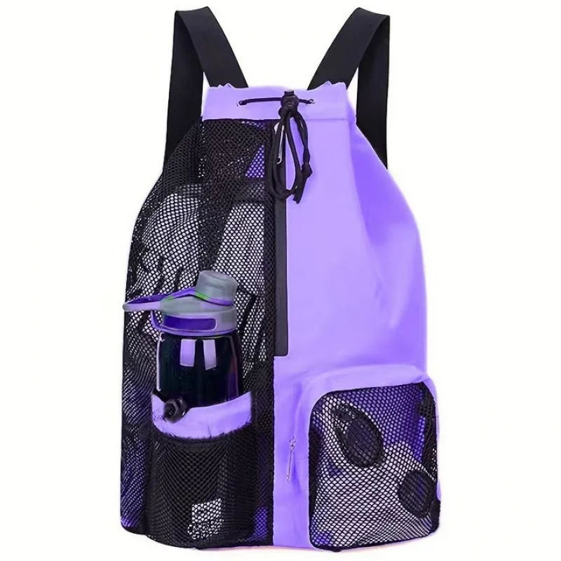 

Drawstring Mesh Backpack with PVC Wet Pocket Large Swimming Bag for Beach Surfing Gym Sports Breathable Travel Daypack