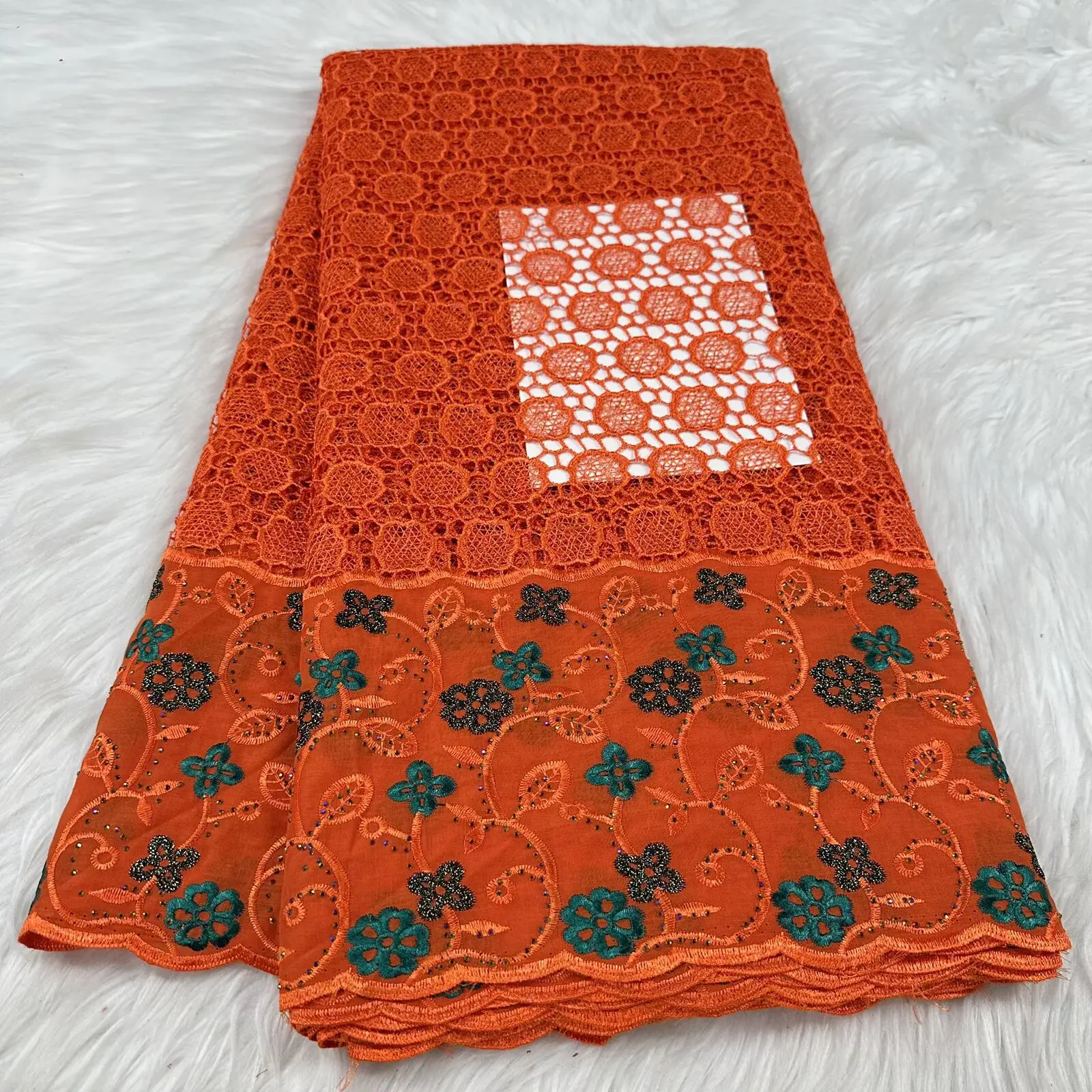 

2025 High Quality African Cotton Fabric With Stones Embroidery Swiss Voile Lace Guipure Cord Fabric for Nigerian Women Dress