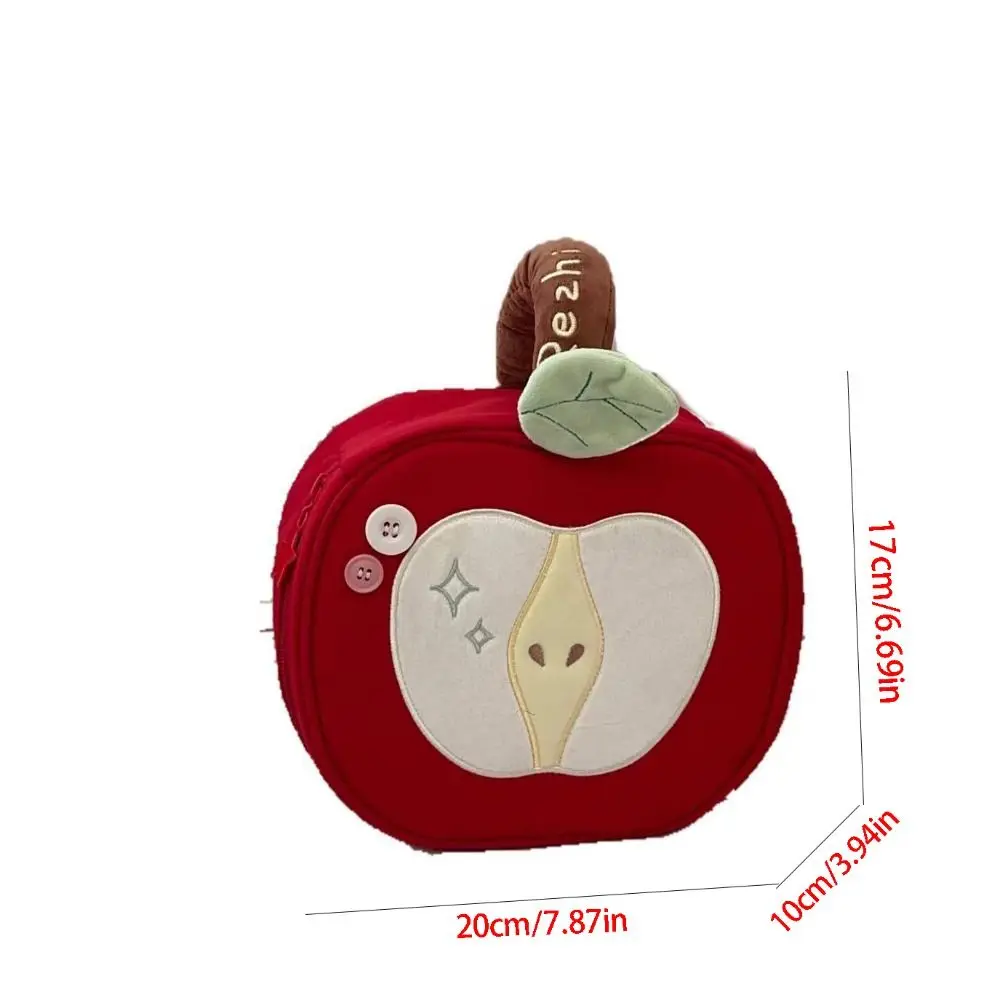 Wash Pouch Portable Fruit Makeup Bag Red Cartoon Travel Cosmetic Bag Handle Velvet Storage Bag Data Cable Storage