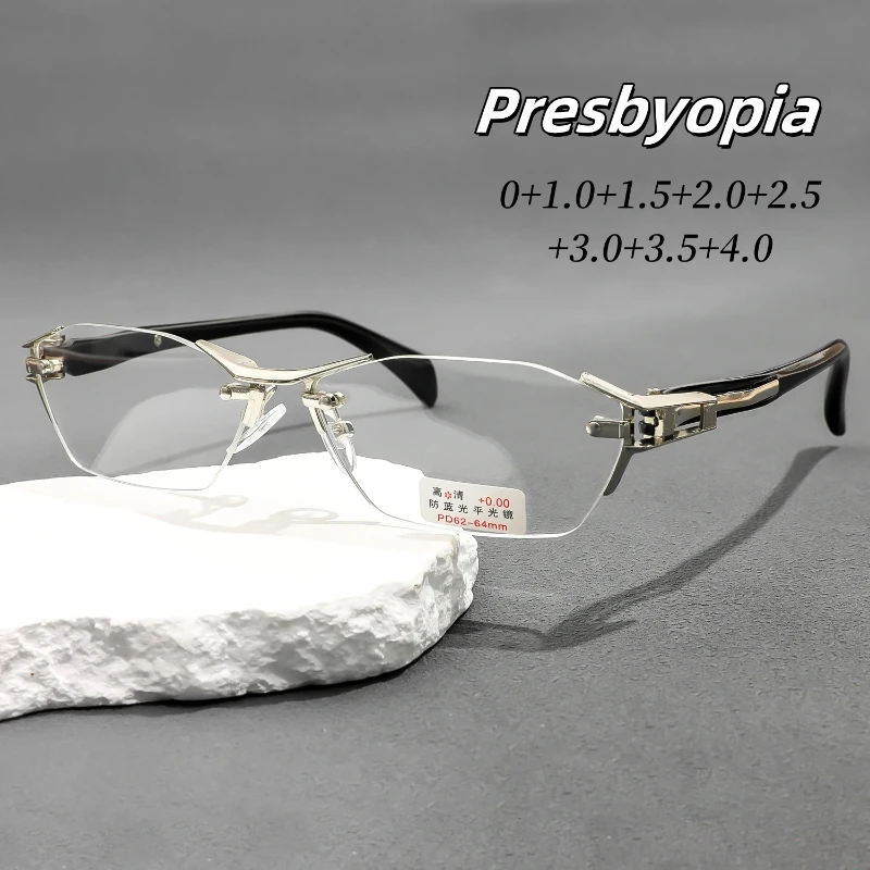 

Brand High Definition Presbyopia Glasses Frame Men 2025 New Women Rimless Prescription Square Eyeglasses Reading Eyeglasses