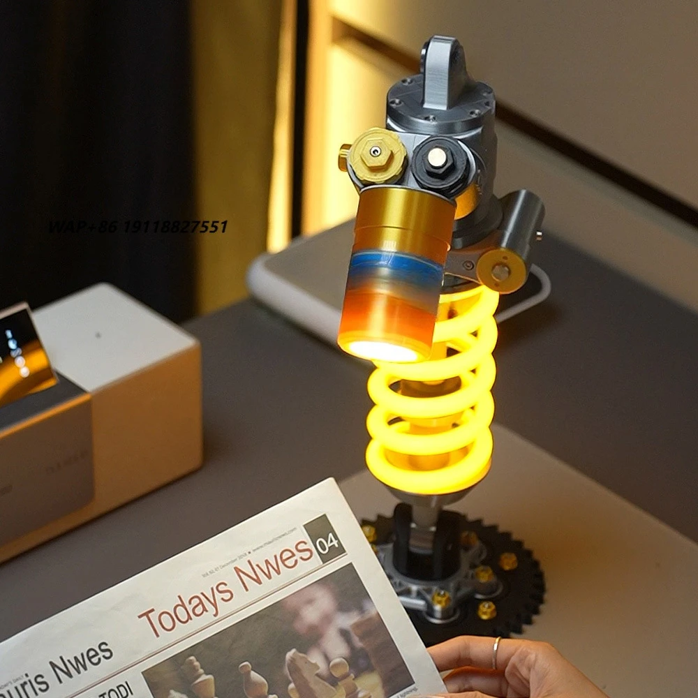 Creative Car Shock Absorber-Style Desk Lamp 3D-Printed Metallic Finish Plastic Decorative Desktop Model Cardboard Box