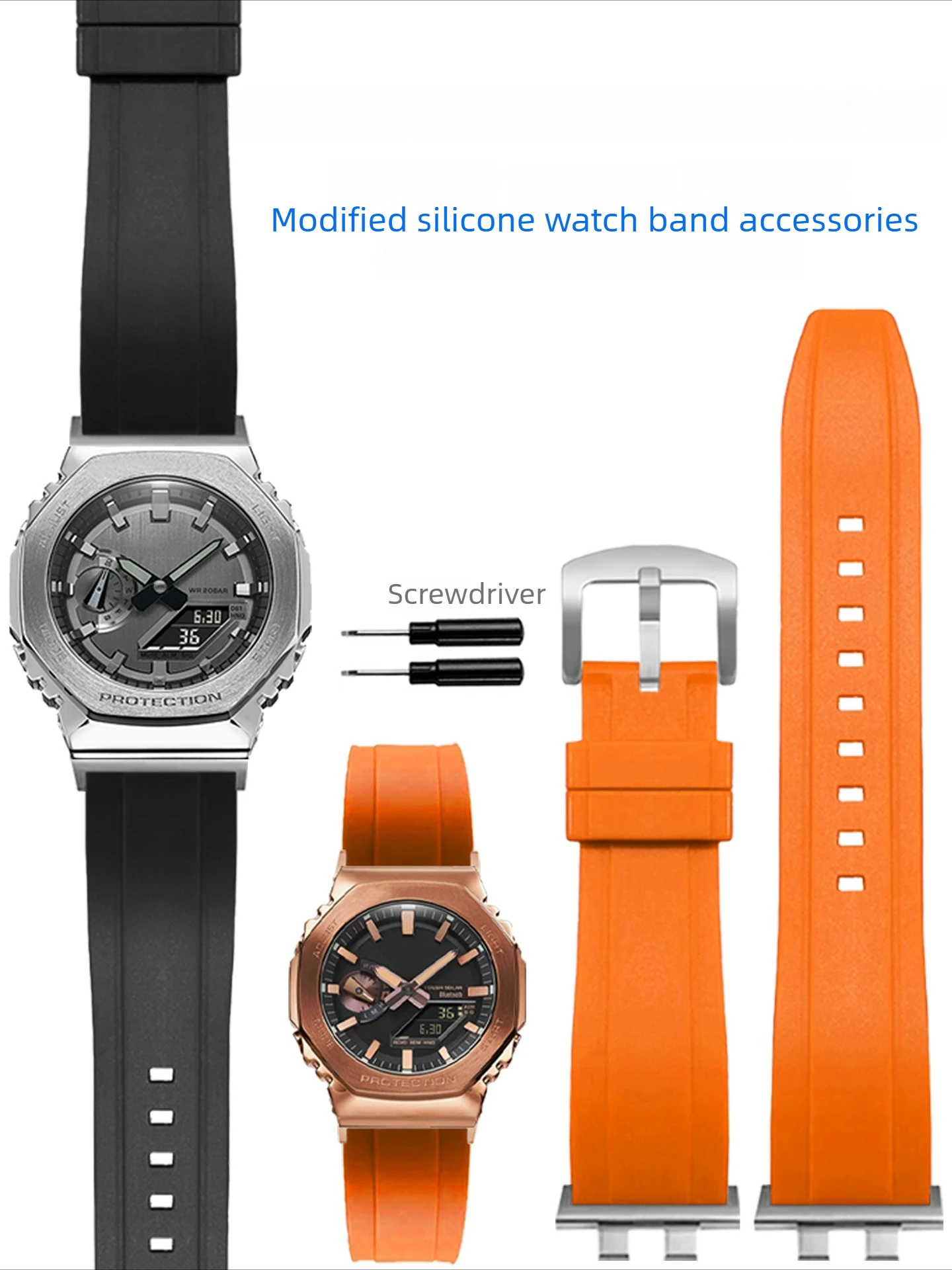 Suitable for Casio Metal Octagonal GM-B2100 Modified Silicone Watch with Accessories Sports Waterproof Breathable Bracelet