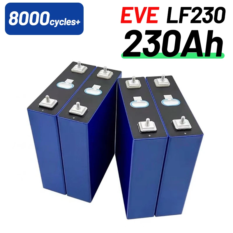

Аккумуляторные элементы EVE 230Ач 3.2В LiFePO4 класса A для автодомов, электромобилей, солнечных систем, резервного питания, DIY-проектов