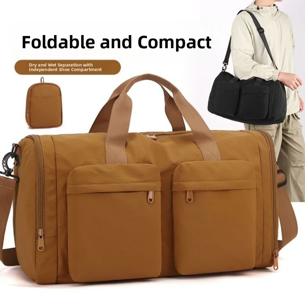 

Folding Travel Duffel Bag Waterproof Dustproof Sports Fitness Bag Wear Resistant Lightweight Weekend Handbag Short Trip