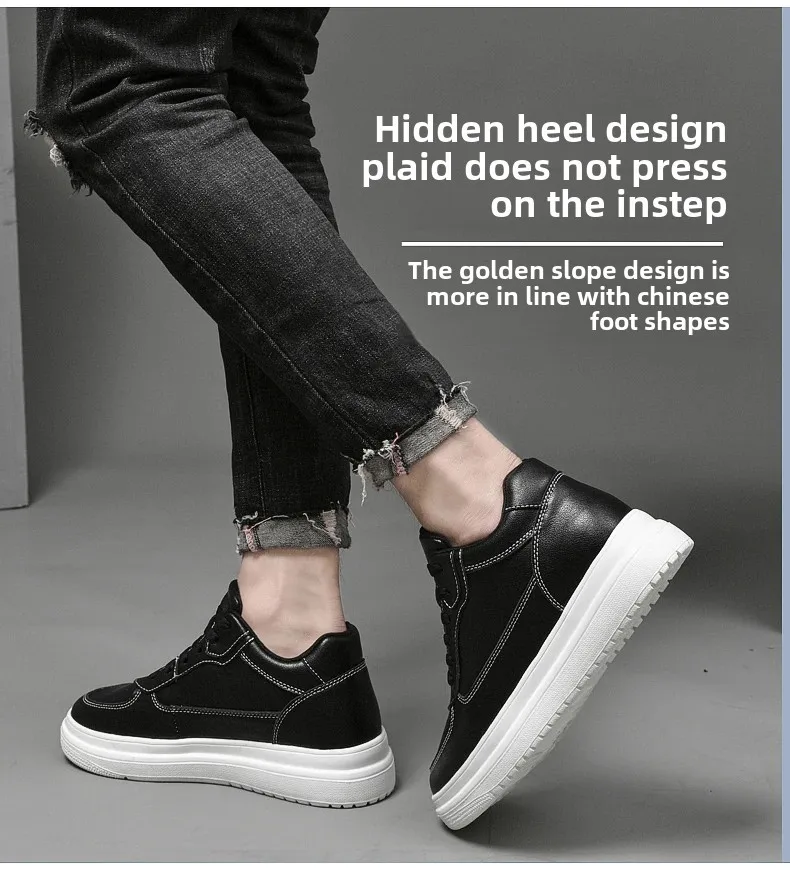 Lift Turnschuhe Mann Aufzug Schuhe Höhe Erhöhen Einlegesohle 8 cm Weiß Schwarz Größere Schuhe Männer Freizeit Mode Sport Plus größe 36-44 – Detail 24