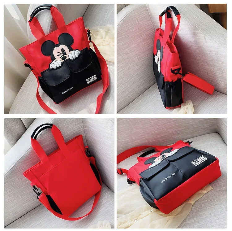 2025 New Disney Mickey Cartoon Print Children\'s Tutorial Bag Primary School Handbag Large Capacity Shoulder Messenger Bag