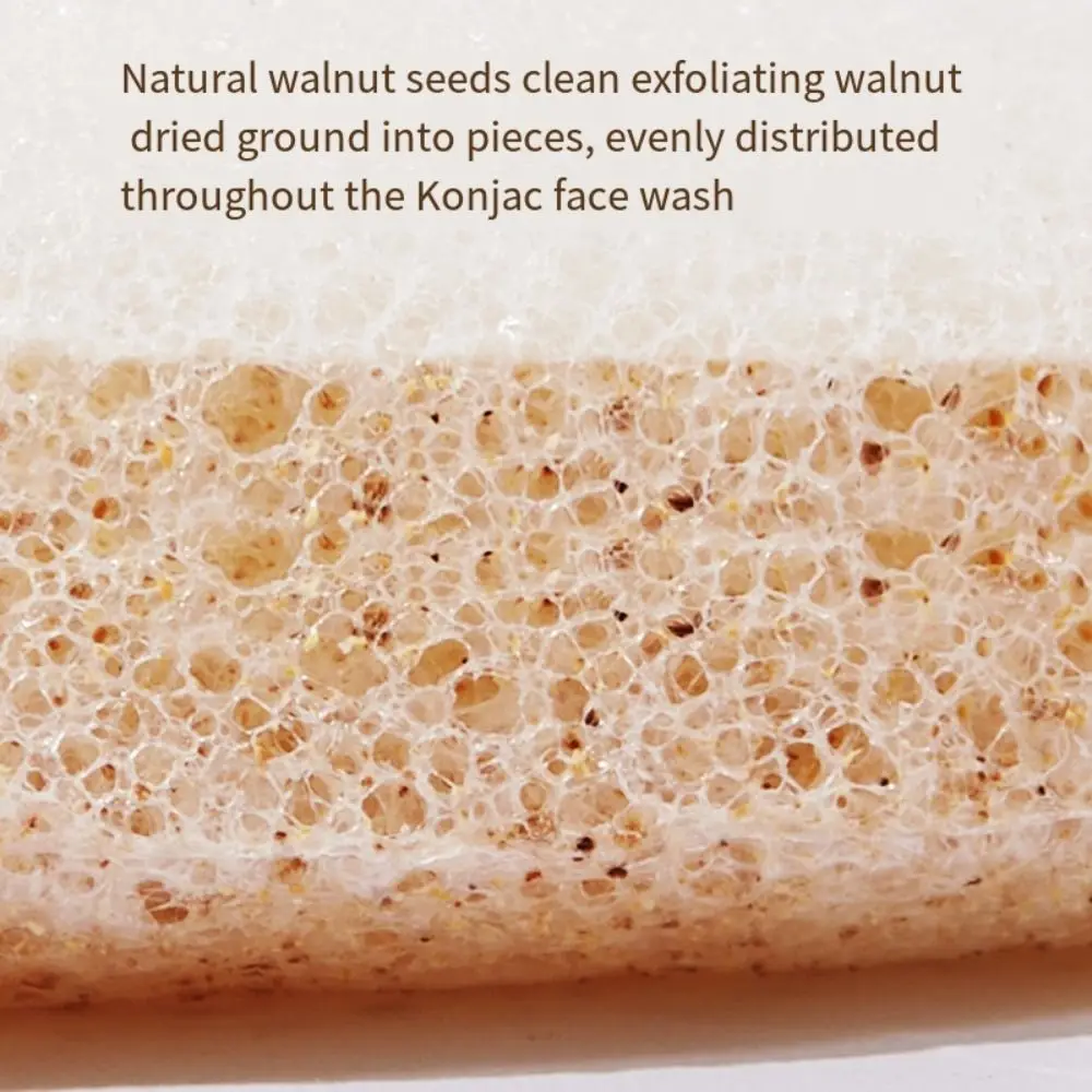 Natural Walnut Seeds Face Wash Puff Bath Sponge Clean Konjac Cleansing Double Side Water Drop Thickened Exfoliating Sponge Pads