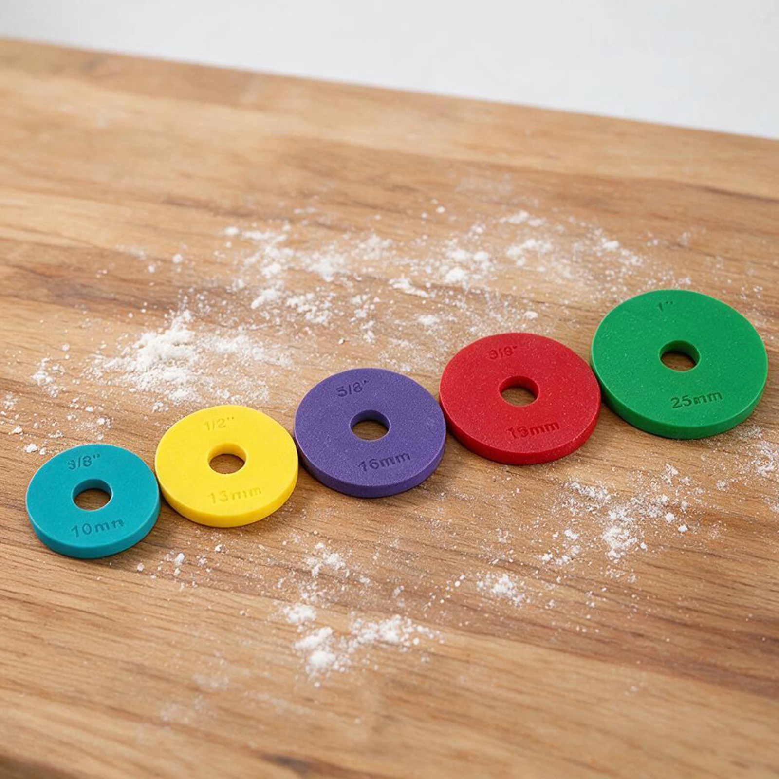 Metric Imperial Marked Rings 4PCS Rolling Pin Spacer Rings Dough Thickness Guide Cookie Pizza Pastry Baking Tool Set