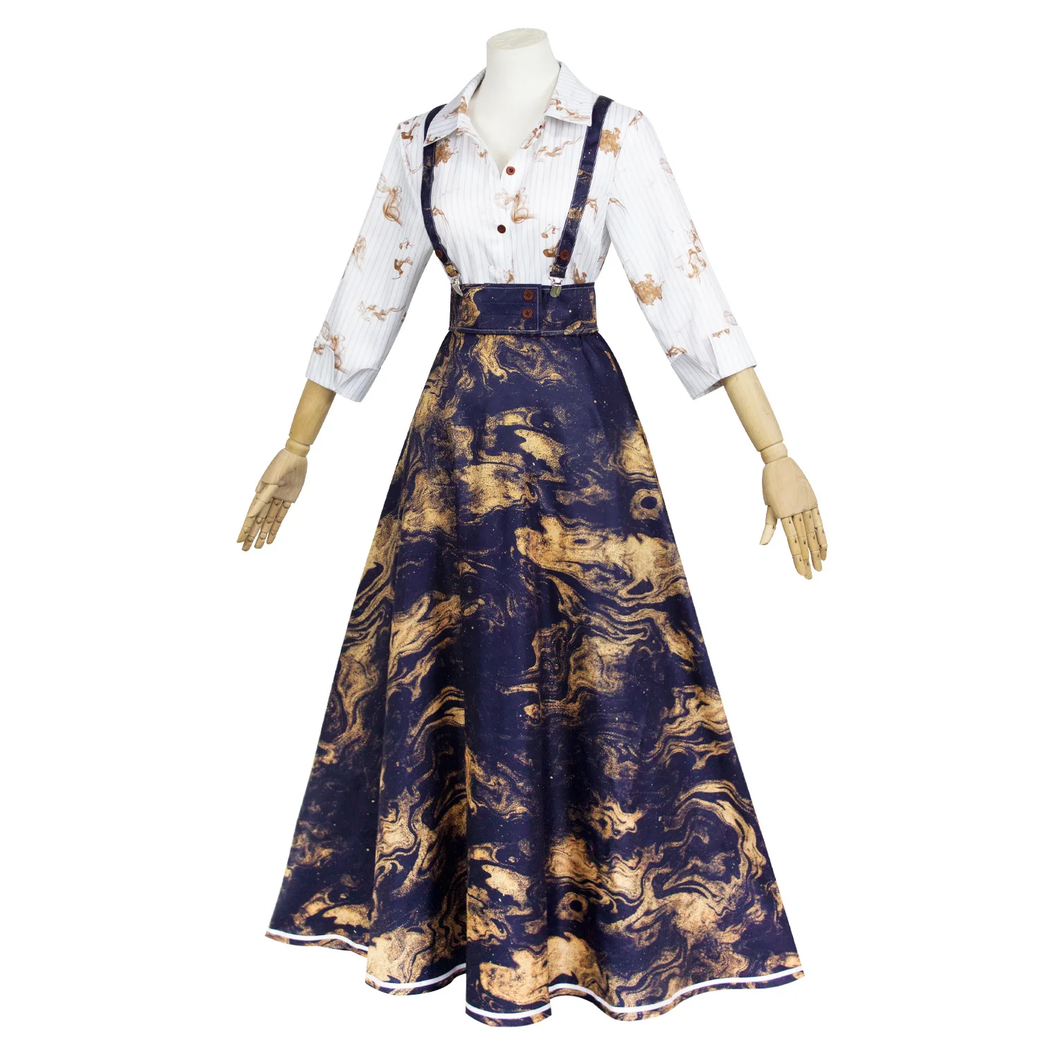 

Костюм для косплея Clea Dessendre: Платье в полоску с юбкой на подтяжках, большие размеры, для вечеринки на Хэллоуин