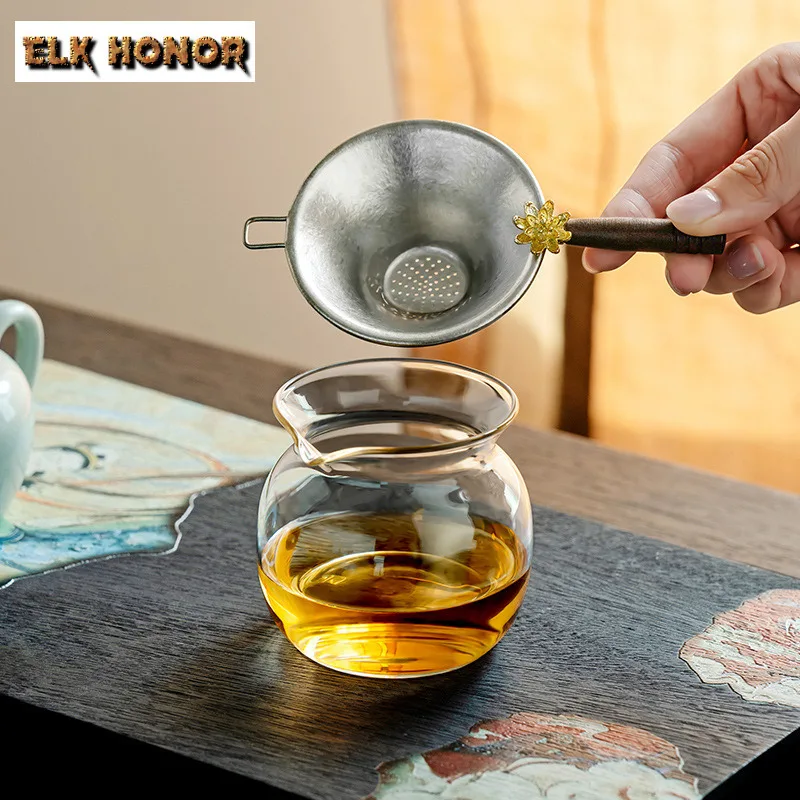 Pure Titanium Gold Lotus Tea Separator Infusor Galss Tea Pitcher Tea Strainer Dispenser Tea Maker Tea Filter Tableware Craft