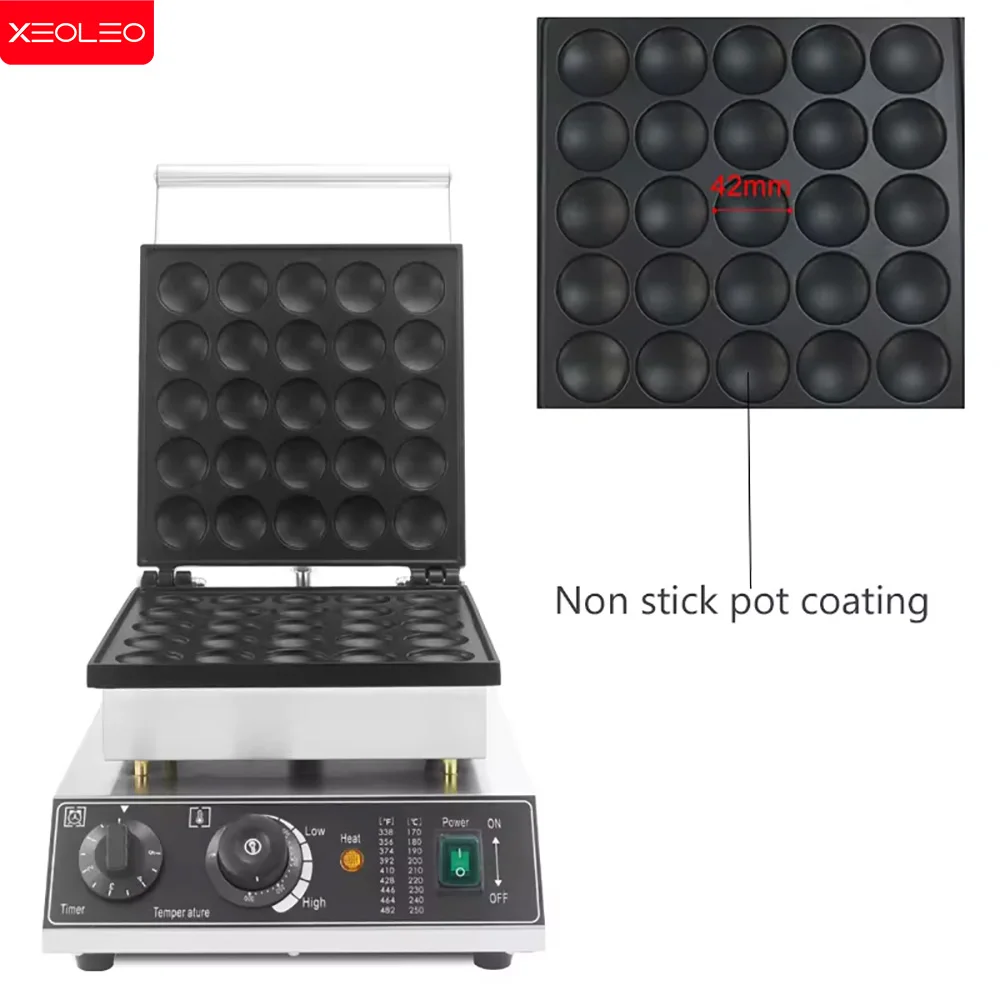 XEOLEO Electric 25 Holes Mini Hot Cakes Machine 1750W Mini Pancake Maker Poffertje Grill Machine Dorayaki Hotcakes Machine