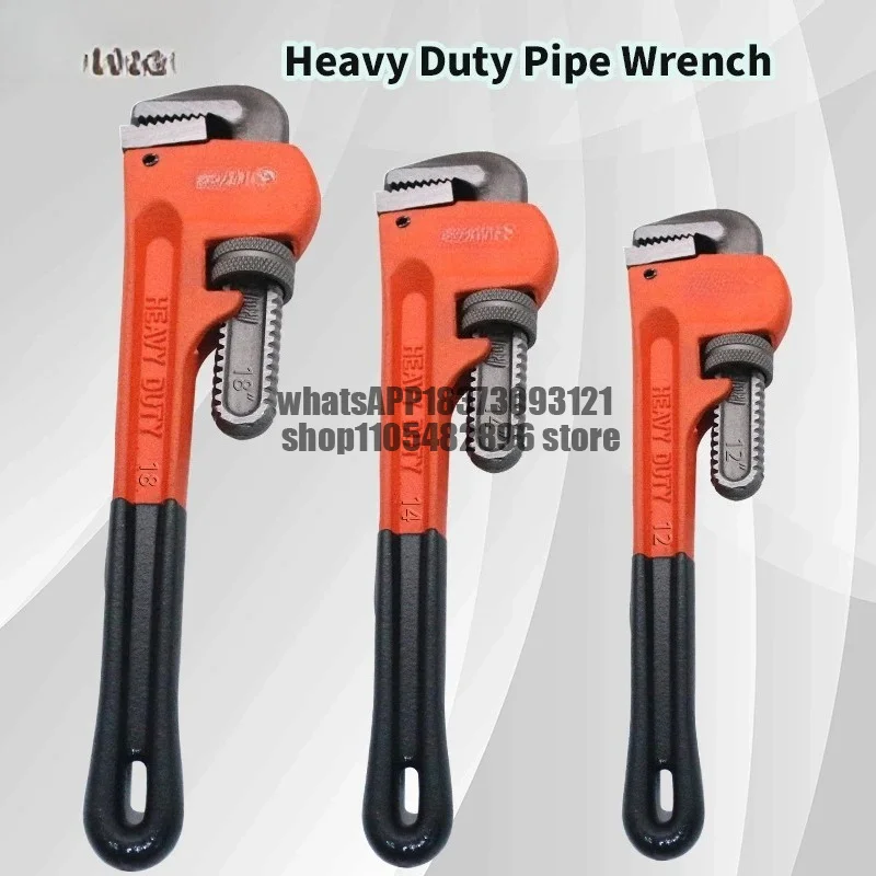 Heavy Duty Straight Pipe Wrench 8/10/12/14/18 Inch Plumbing Installation Pliers Spanner Universal Large Opening Adjustable Clamp