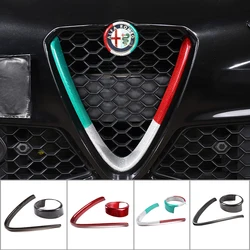 For Alfa Romeo Giulia 2017-2020 Real Carbon Fiber Car Front Bumper Air Grilles V Frame Decoration Trim Sticker Logo Cover