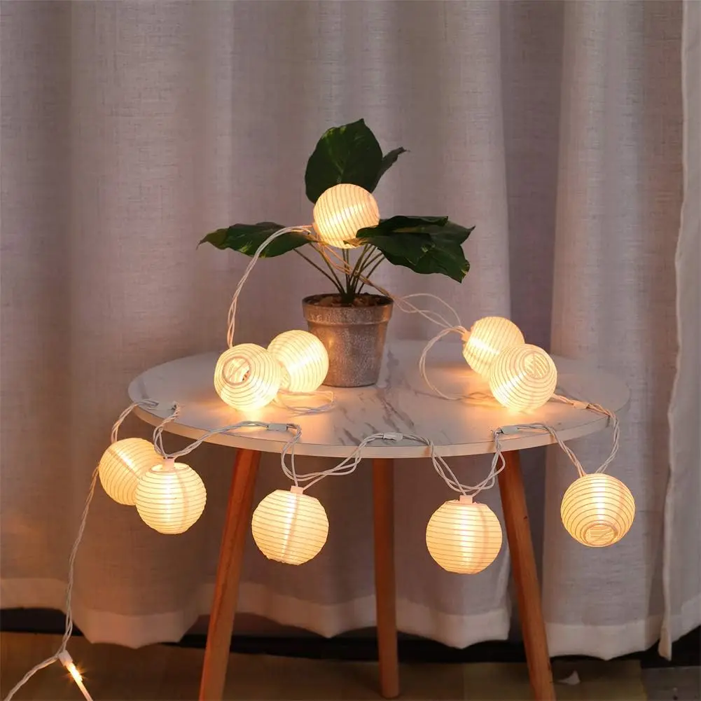 

10-Pack White Nylon Lantern String Lights, 9.83ft Plug-In, Waterproof for Indoor/Outdoor Patio, Garden, Party, Wedding, Christmas Decor