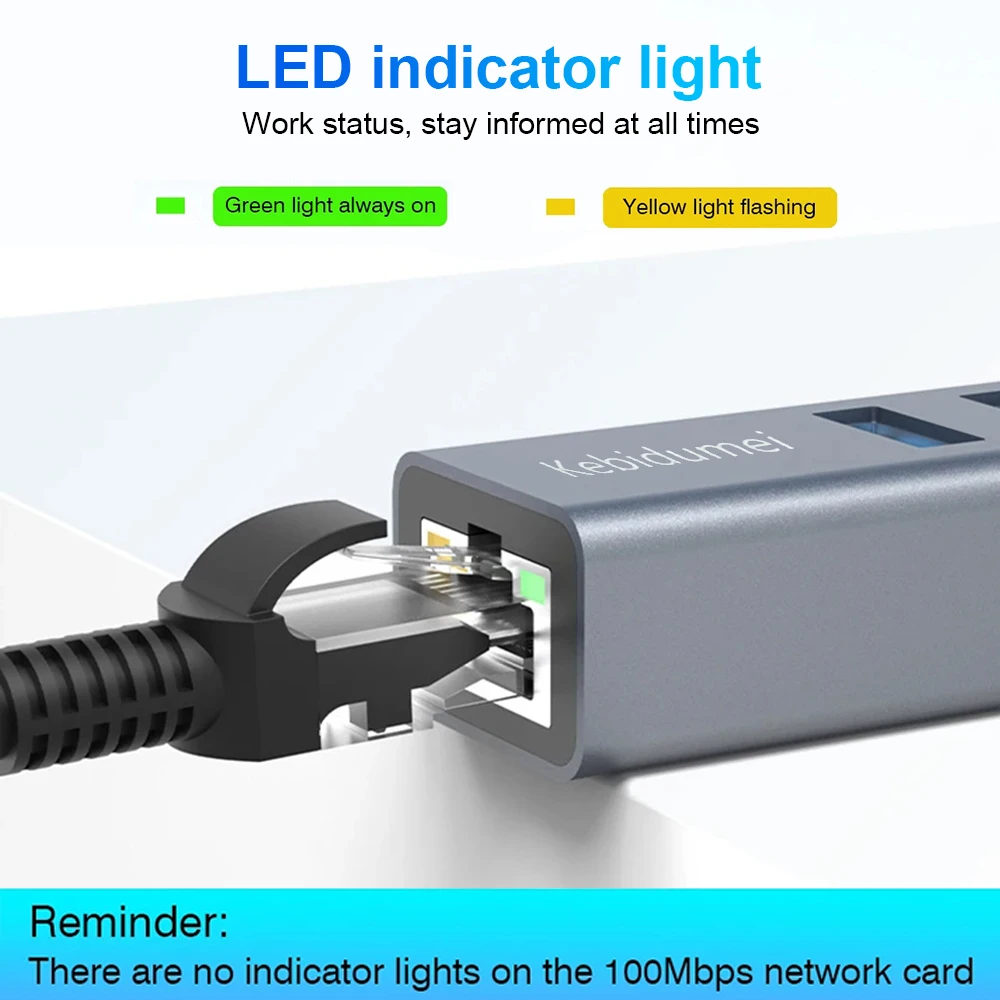 4 في 1 ​ محول USB-C أو USB-A إلى جيجابت إيثرنت مع 3 منافذ USB 3.0 Hub 5Gbps نقل البيانات التوصيل والتشغيل لأجهزة الكمبيوتر المحمول Macbook