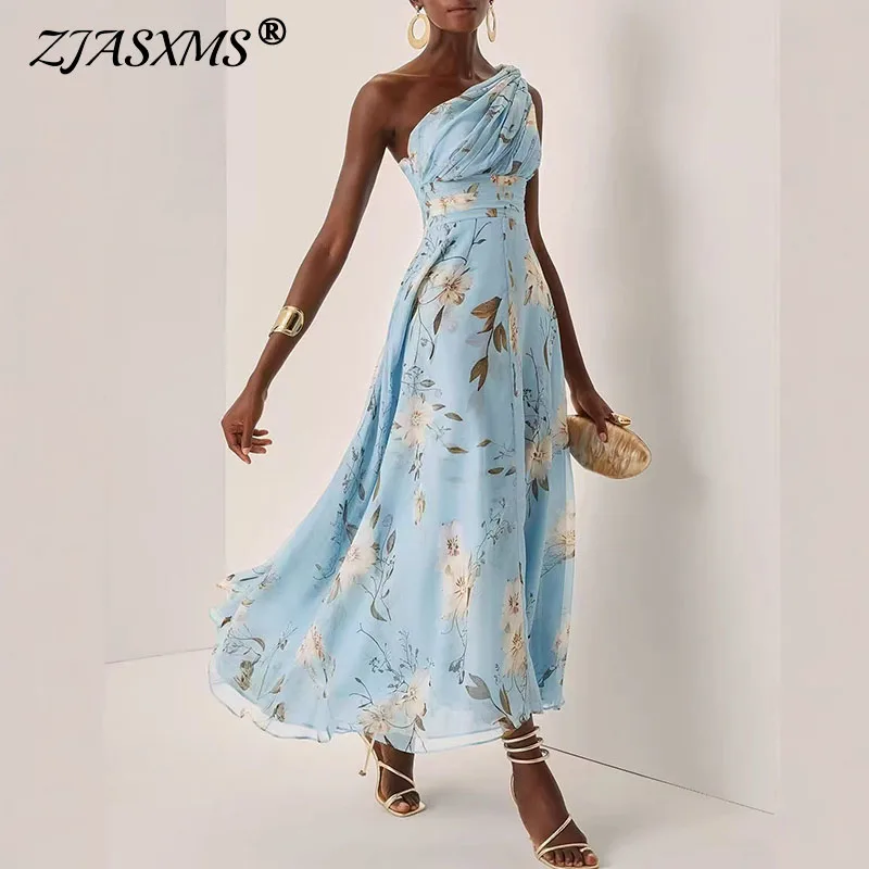 

Шикарное сексуальное платье с асимметричным вырезом и открытой спиной для вечеринок, женское весеннее платье с цветочным принтом, длинное платье с завышенной талией, летнее платье без рукавов в стиле бохо с вырезами