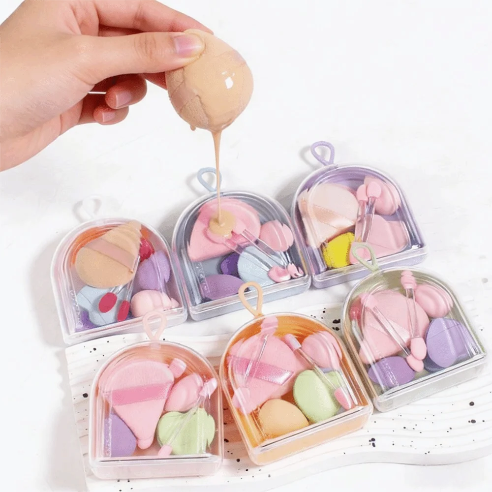 3er-Set Kosmetik-Puderquasten 8-in-1 Make-up-Schwamm-Set Atmungsaktives Mini-Beauty-Ei-Set Tragbarer Reise-Kosmetik-Puderquasten für Gesichtscreme