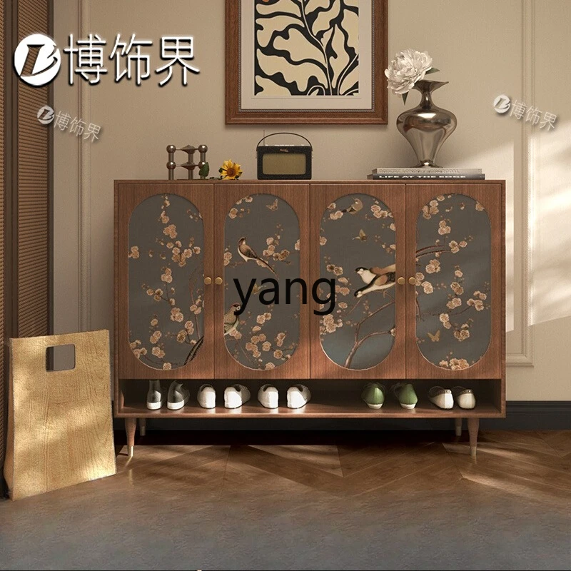 

LH Medieval Household Door Multi-layer Shoe Cabinet Household Indoor Solid Wood Entry Entrance Cabinet