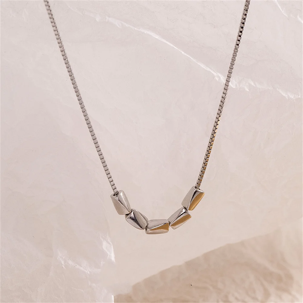 

Корейское женское геометрическое ожерелье, серебро S925, четырехсторонние серебряные бусины в горошек INS в крутом стиле, минималистичная цепочка на ключицу