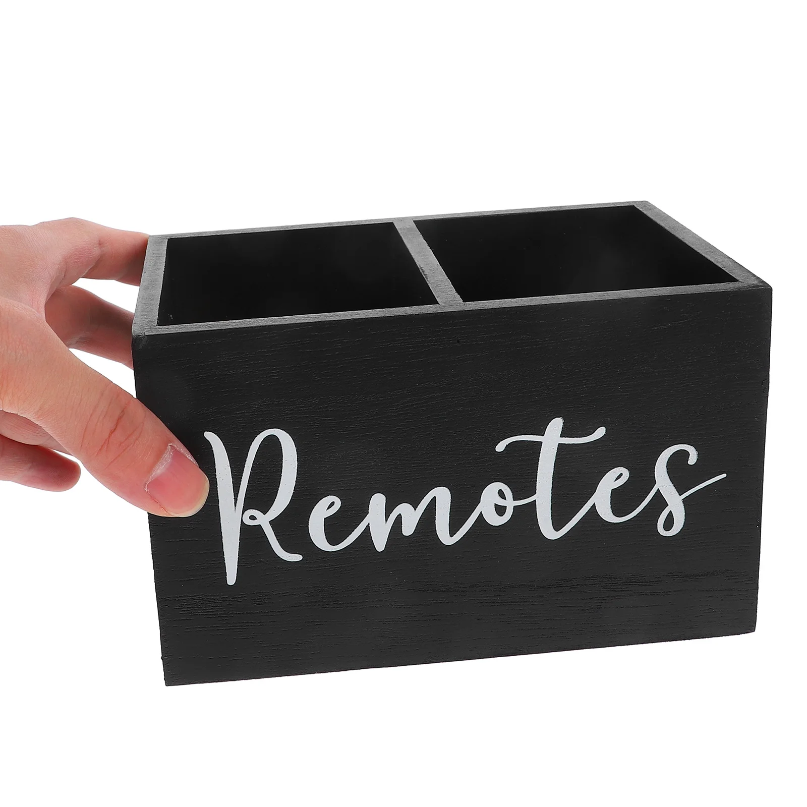 Rustic Wooden Remote Holder with Compartments Desktop Organizer for Living Room Coffee Table Storage Box for Remotes and Small