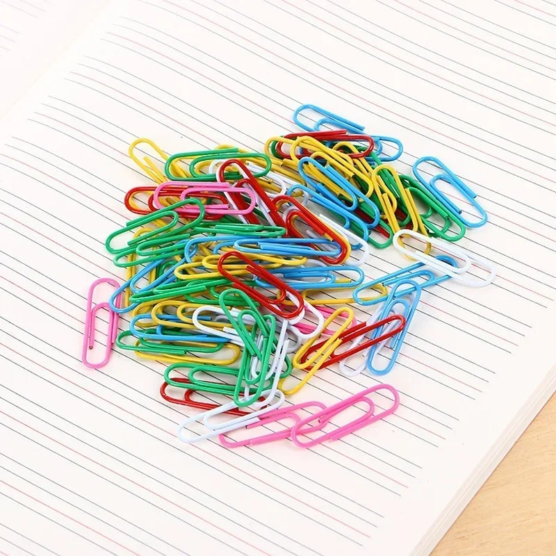 Rainbow Colored Metal Paper Clips, Memo Clips, Bookmarks, Office Accessories, School Supplies, 70pcs/box