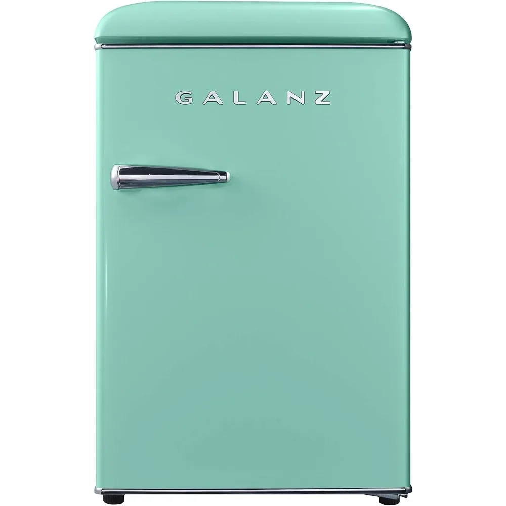 Retro Compact Refrigerator, Mini Fridge with Single Doors, Adjustable Mechanical Thermostat with Chiller, Green, 2.5 Cu Ft