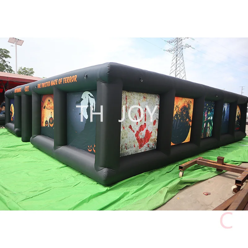 free air ship to door, Outdoor Activities inflatable haunted house maze,8x8x2m outside printing inflatable maze field laser tag