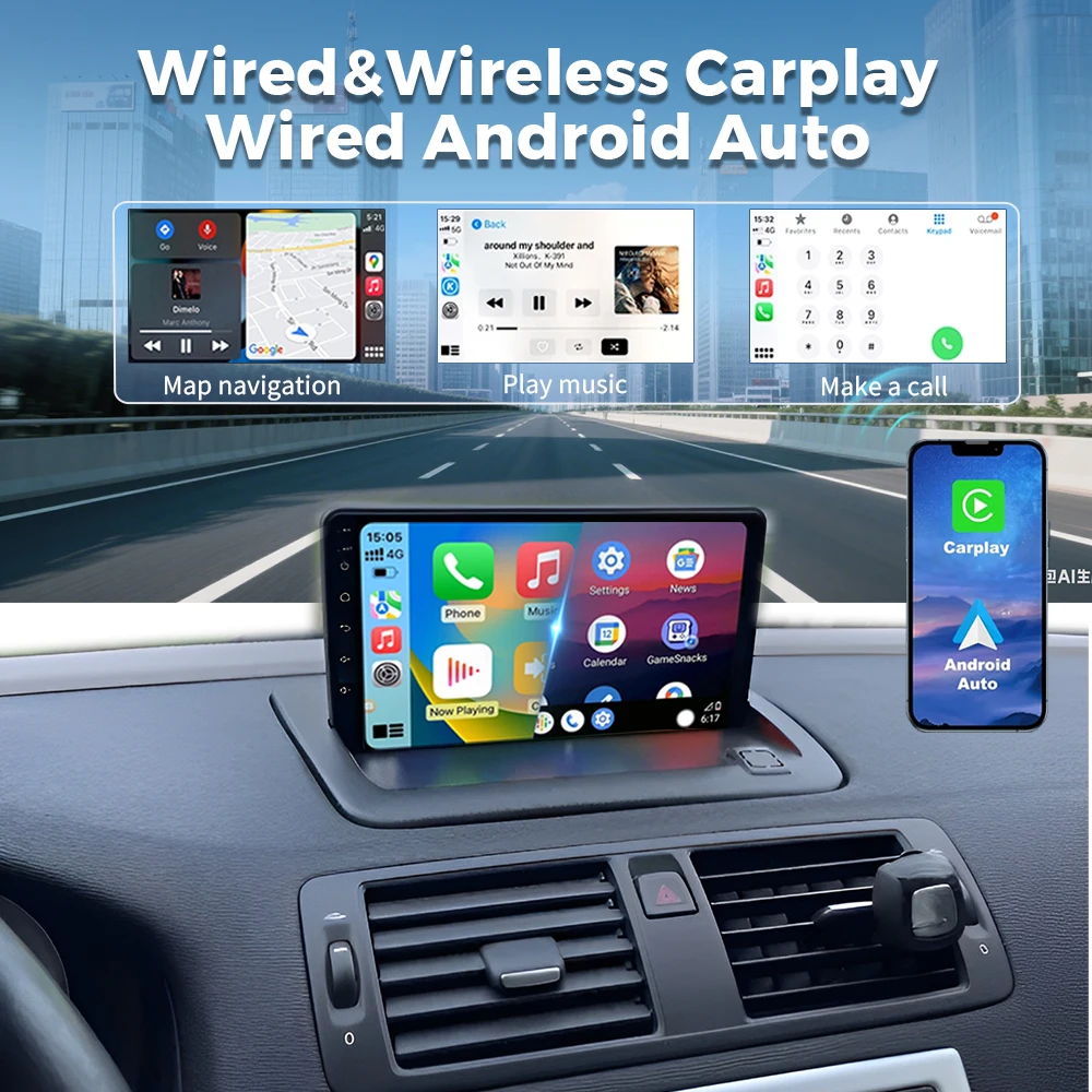 Android 16 Carplay DSP WIFI+4G Car Radio Multimedia Player For Volvo S40 C30 C70 2 MS 2004-2013 Autoradio Stereo 2din Qualcomm
