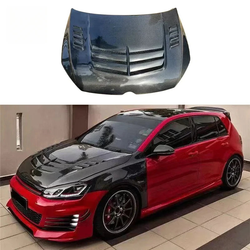 High Quality Vented Lightweight Racing Carbon Fiber Engine Hood Bonnet Fit GTI R MK7 MK7.5 2013-2020 Performance Upgrade Car Par
