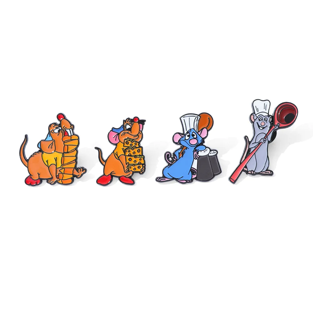 

1 Set Ratatouille Enamel Pin Rat Animals Brooch Cartoon Icons Badge for Bags Jeans Collar Lapel Pin Jewelry Unique Gift